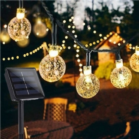 12m 8 Modes 100led Solar String Light Crystal Ball Fairy Lamppu Häät Lomakoti Juhla Joulukuusi Koristeet Valot