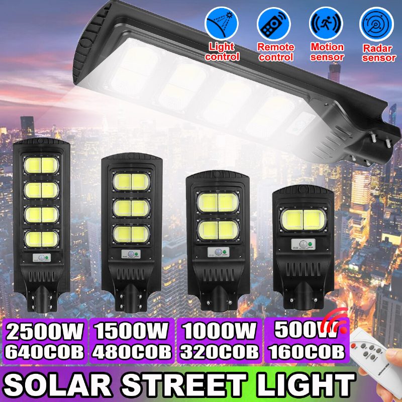 160/320/480/640cob Led Solar Street Light Pir-liiketunnistin Ulkoseinävalaisin Kaukosäätimellä