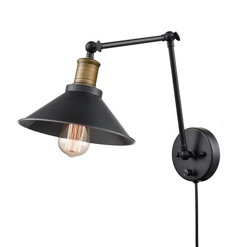 1kpl/2kpl 60w 110v Us Plug Industrial Black Sconce Säädettävä Kääntövarsikulma Vintage Seinäkiinnityspistoke Lampussa