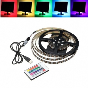 1m 2m 3m 4m Vedenpitävä 5050 Rgb Led Usb-nauhavalo Tv:n Taustavalosarja + 24 Avaimen Kaukosäädin