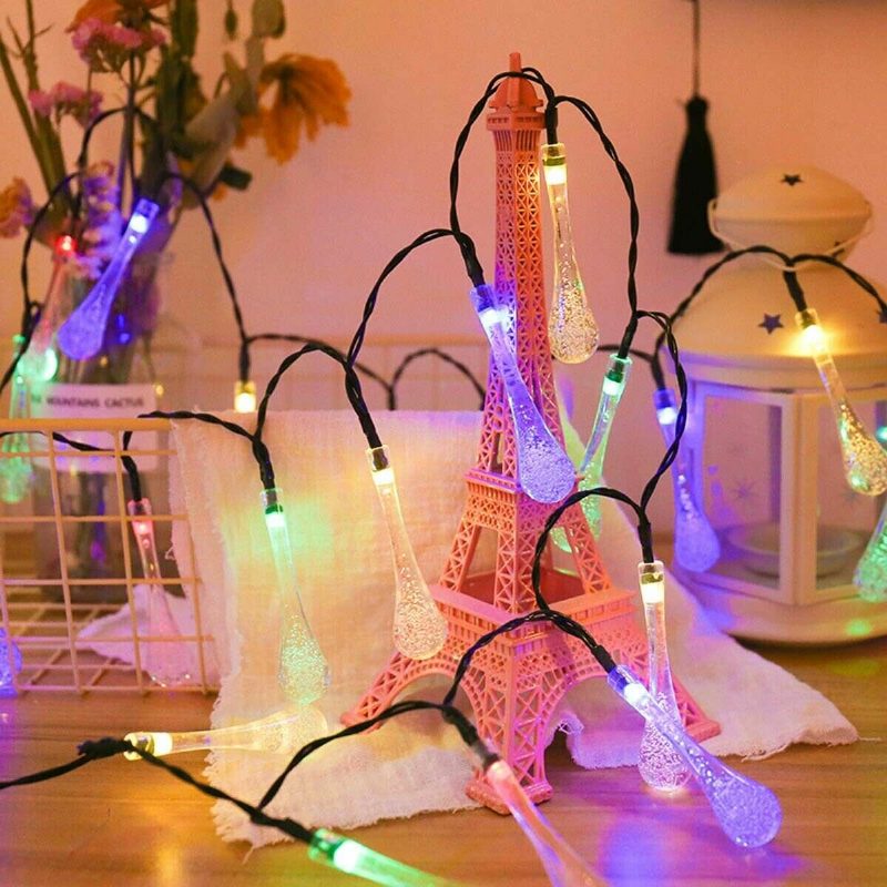 20m 200 Led Solar Water Drop Fairy String Light Garden Party Xmas Decor