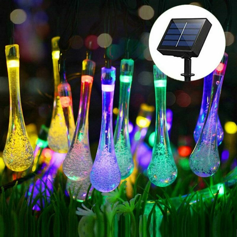 20m 200 Led Solar Water Drop Fairy String Light Garden Party Xmas Decor