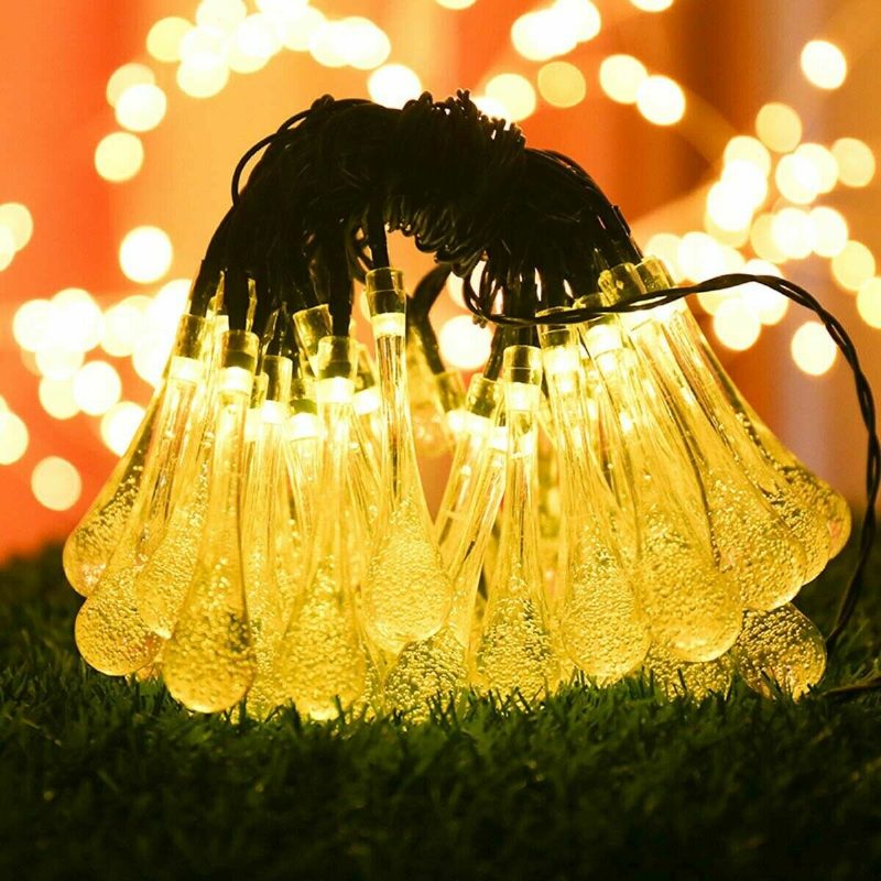 20m 200 Led Solar Water Drop Fairy String Light Garden Party Xmas Decor