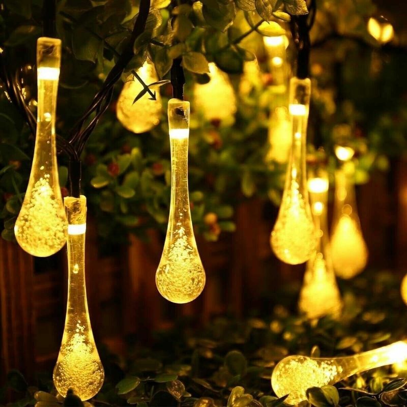 20m 200 Led Solar Water Drop Fairy String Light Garden Party Xmas Decor