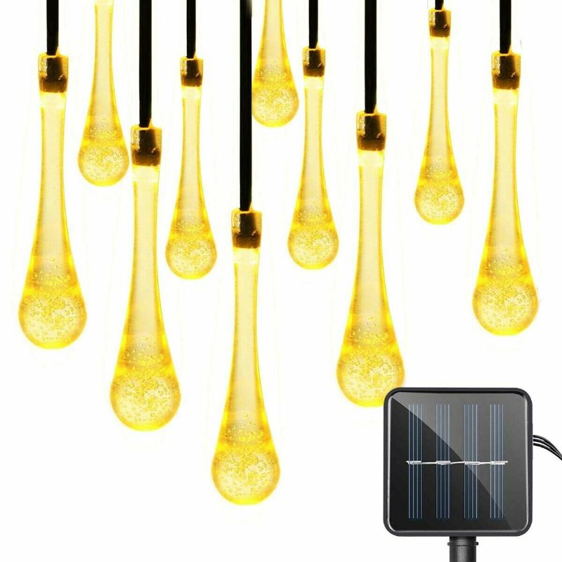 20m 200 Led Solar Water Drop Fairy String Light Garden Party Xmas Decor