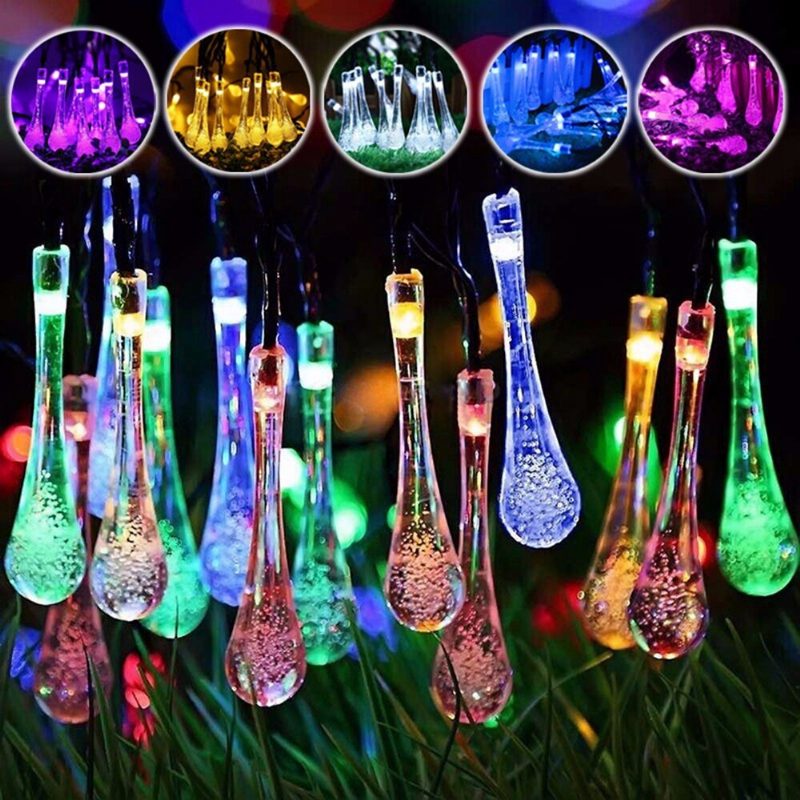 20m 200 Led Solar Water Drop Fairy String Light Garden Party Xmas Decor