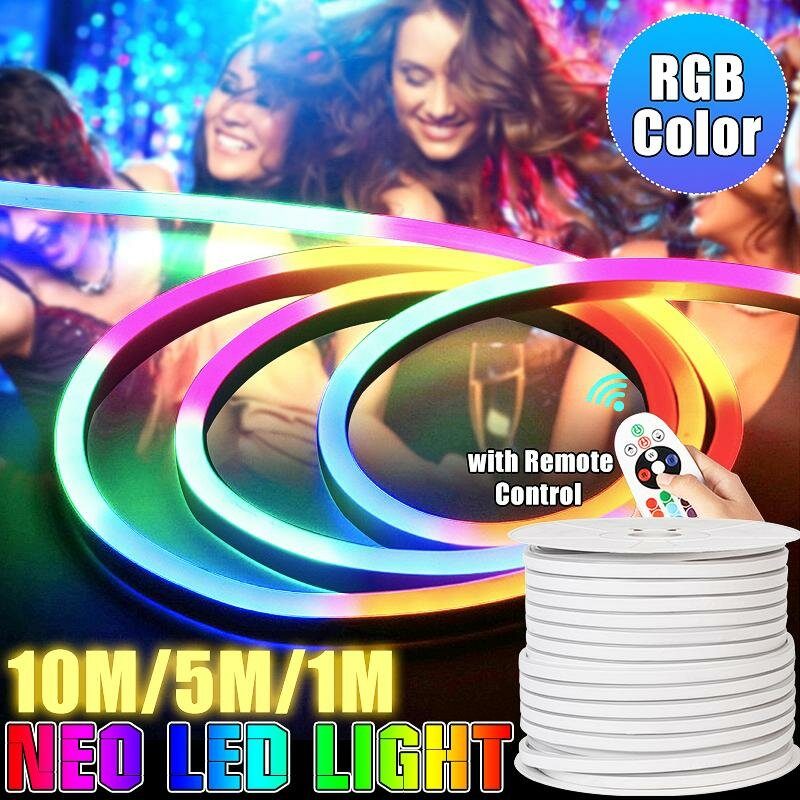 220v Led-nauha 8*16mm Rgb Neon Flex Rope Light 1/5/10m Vedenpitävä Led Teippi 5050 Led Putki Ip65 String Lamppu Monivärinen Kodin Diy Joulusisustus