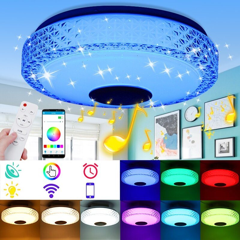 220v Rgb Led Musiikki Kattolamppu Himmennettävä Bluetooth App+kaukosäädin Keittiö Makuuhuone