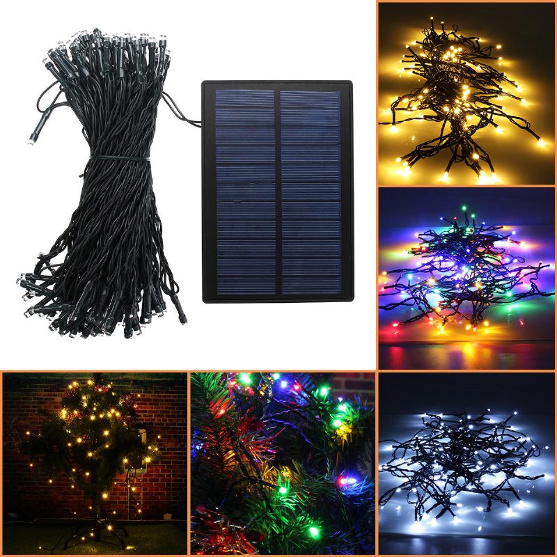 22m 200 Led Aurinkoenergialla Toimiva Fairy String Light Party Joulukuusikoristeet Valot Puutarha Ulkokaukosäädin