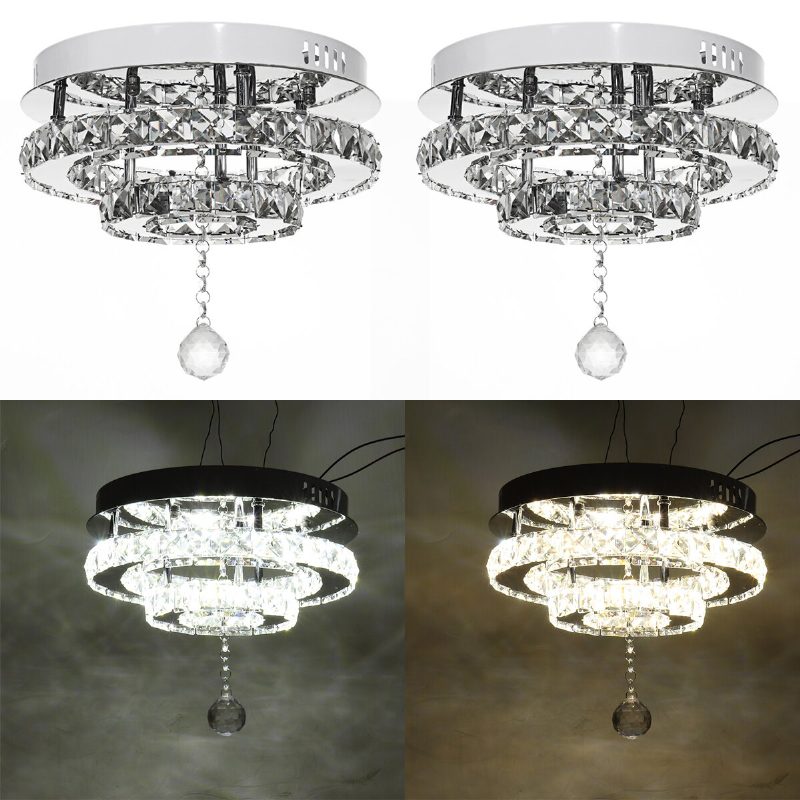 24w/48w Kattokruunu Crystal Portaaton Himmennys Led Pyöreä Kattovalo Kaukosäätimen Valaisin Decor Ac100-240v