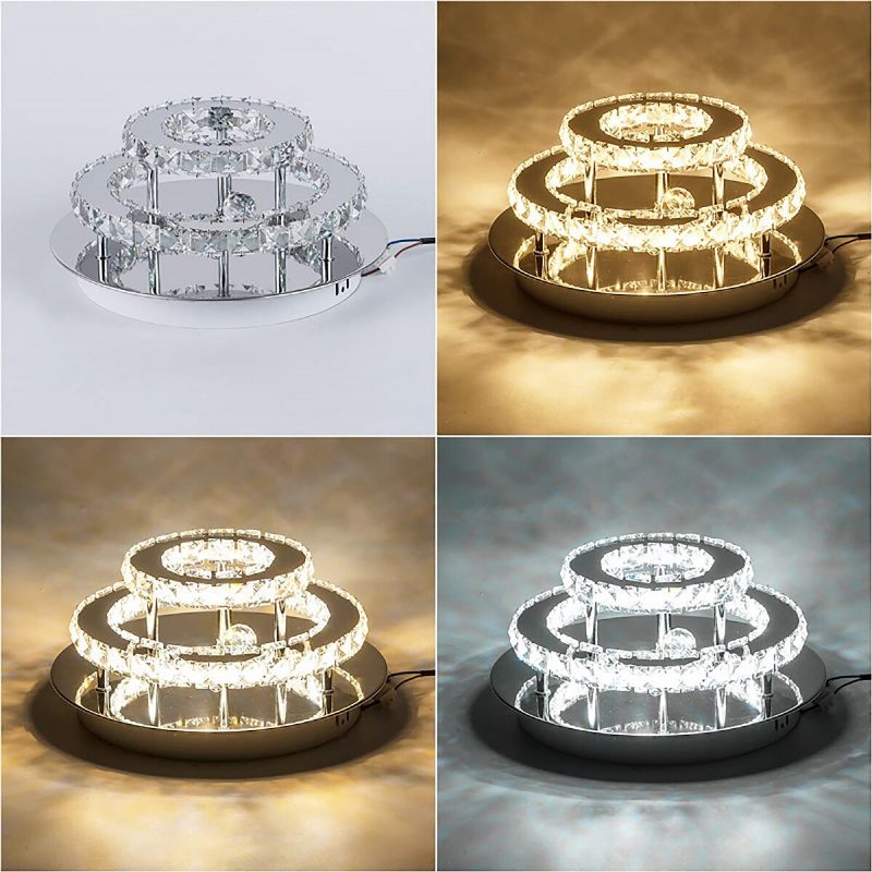 24w/48w Kattokruunu Crystal Portaaton Himmennys Led Pyöreä Kattovalo Kaukosäätimen Valaisin Decor Ac100-240v