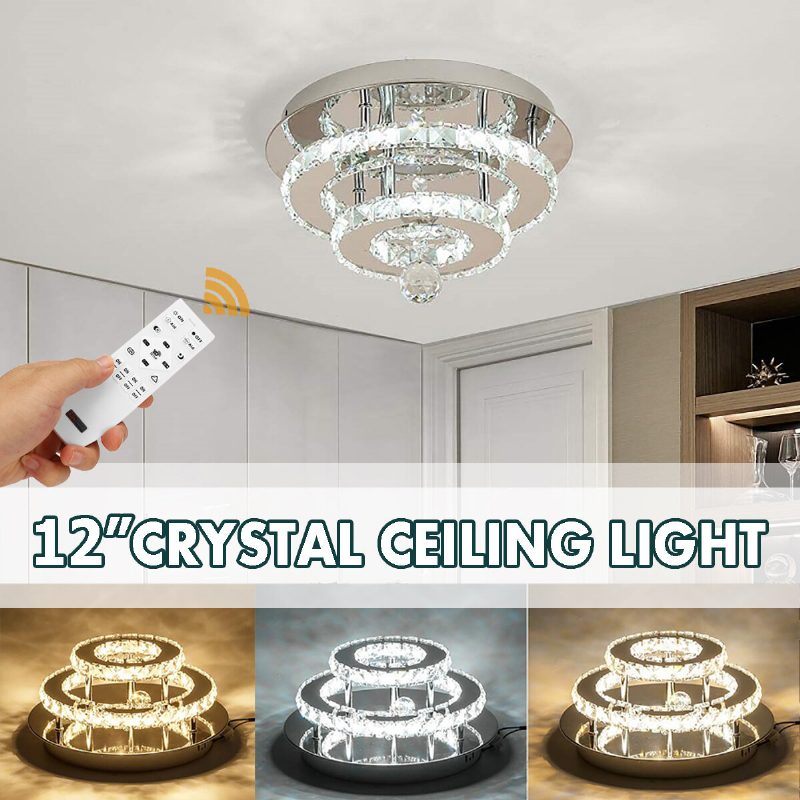 24w/48w Kattokruunu Crystal Portaaton Himmennys Led Pyöreä Kattovalo Kaukosäätimen Valaisin Decor Ac100-240v