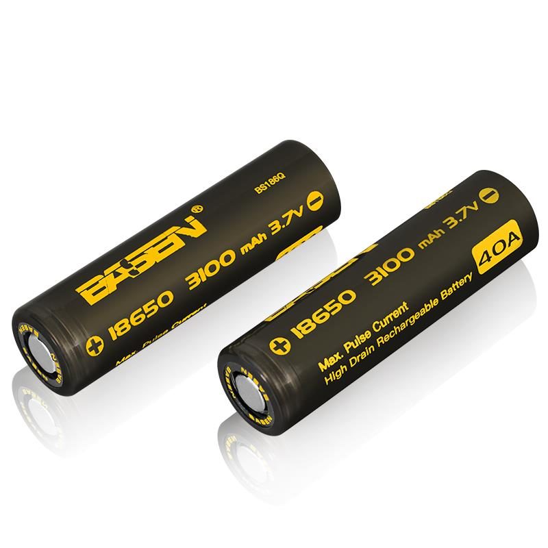 2kpl Basen Bs186q 18650 3100mah 3.7v 40a High Drain Flat Top Ladattava Litiumioniakku