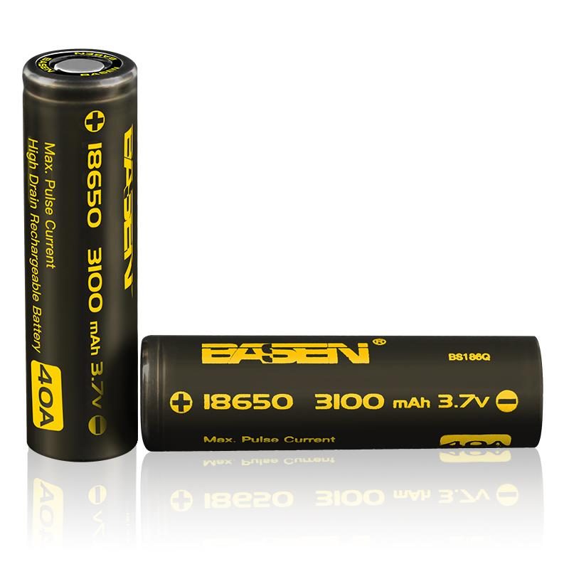 2kpl Basen Bs186q 18650 3100mah 3.7v 40a High Drain Flat Top Ladattava Litiumioniakku