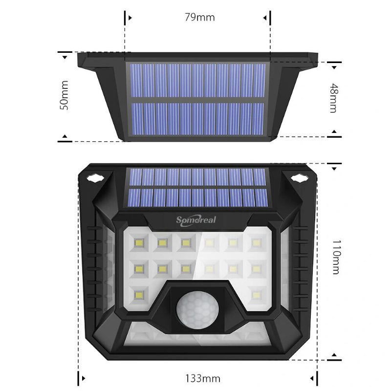 2kpl Somoreal Sm-olt3 Ulko Aurinkolamput 32 Led 120° Pir-anturi Laajakulmainen Vedenpitävä Seinävalaisin Garden Path Yard Turvavalaisin