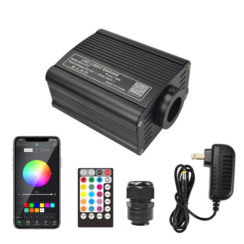 2m 16w Rgb Led-valomoottori 24 Key Rf Remote Led Valokuituvalo Pmma Kuituoptisella Kaapelilla Kattokoristeluun