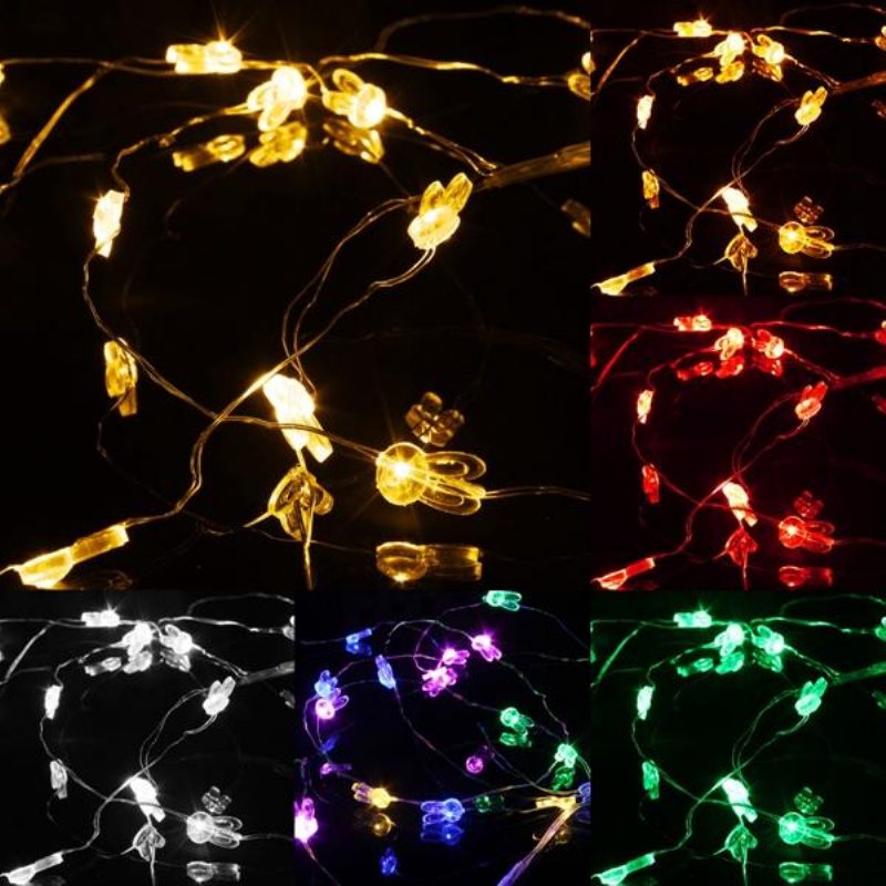 2m 20 Led Kaninpää Paristokäyttöinen Xmas String Fairy Lights -juhlien Hääjoulukoristeet