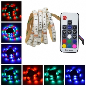 2m 3m 5m Usb Vedenpitävä Smd 2835 Rgb Tv Taustavalo 17 Näppäimellä Rf-kaukosäädin Dc5v