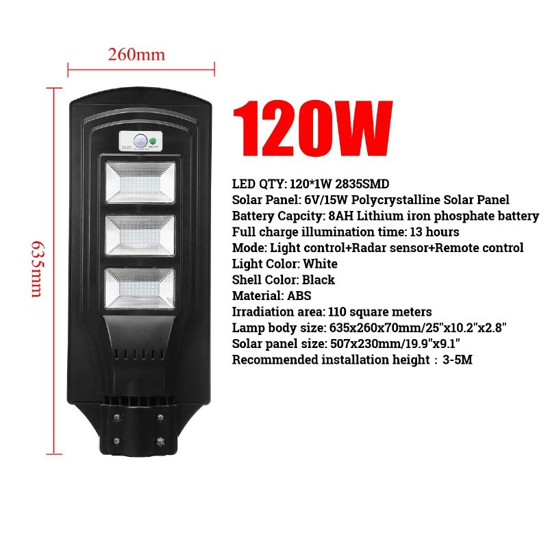 3000 W Led Solar Street Light Flood Motion Sensor Remote Outdoor Garden