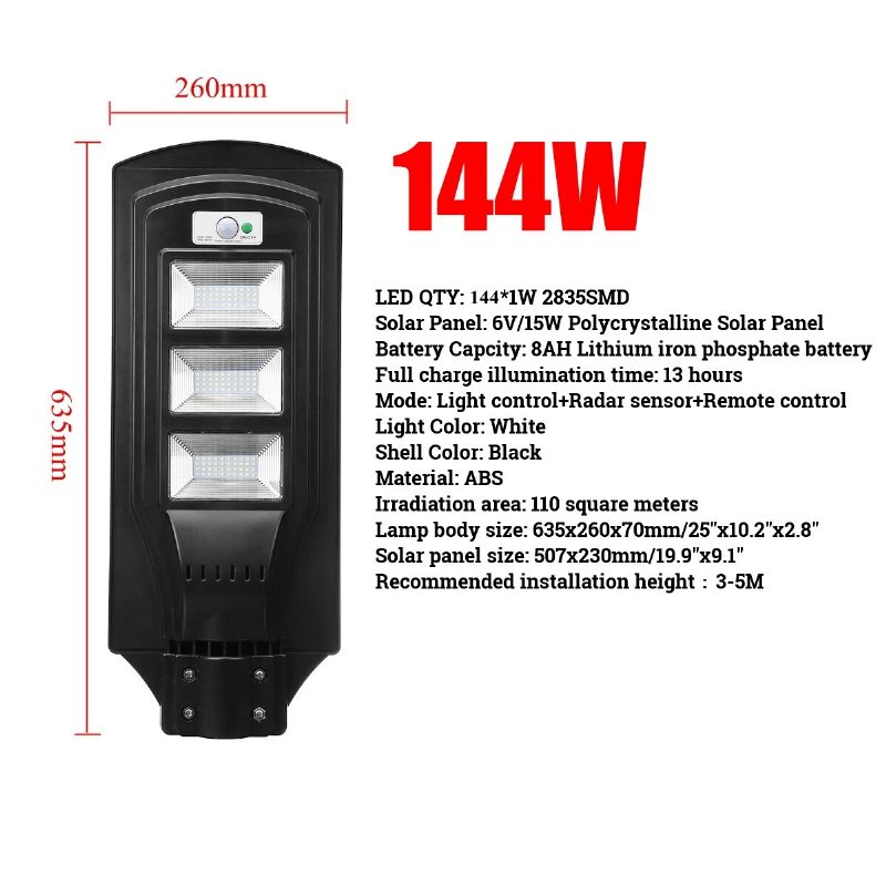 3000 W Led Solar Street Light Flood Motion Sensor Remote Outdoor Garden