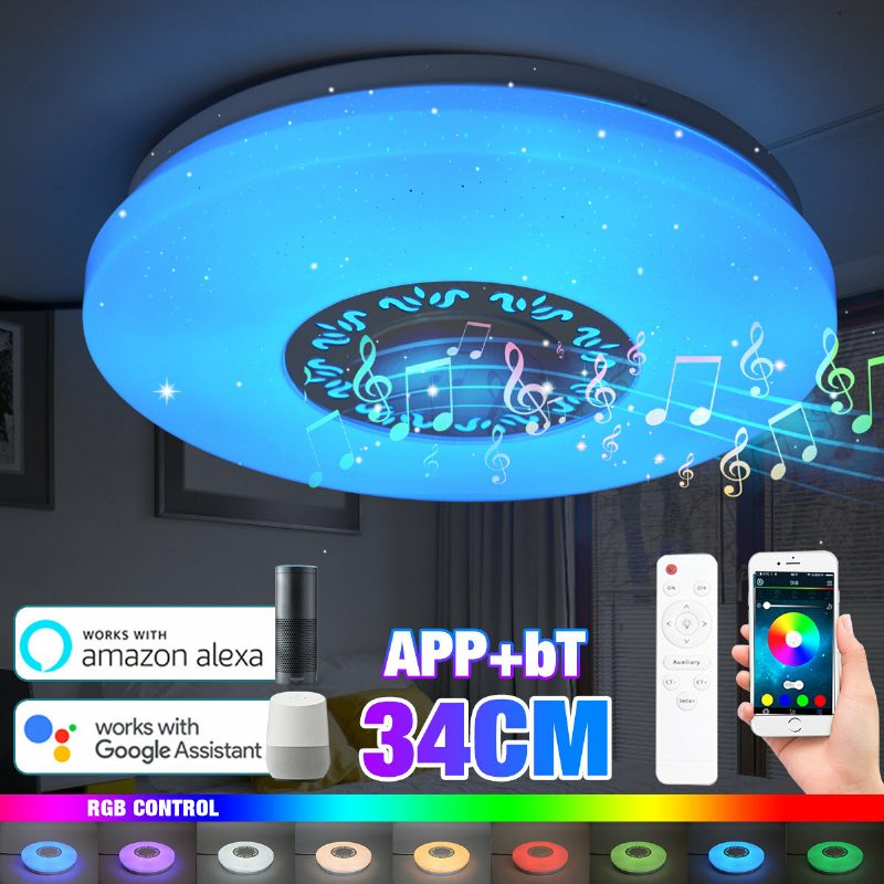 34cm Rgb Led Musiikki Kattovalot Kodin Valaistus App Bluetooth Valo Makuuhuoneen Valaisimet Älykäs Kattolamppu + Kaukosäädin