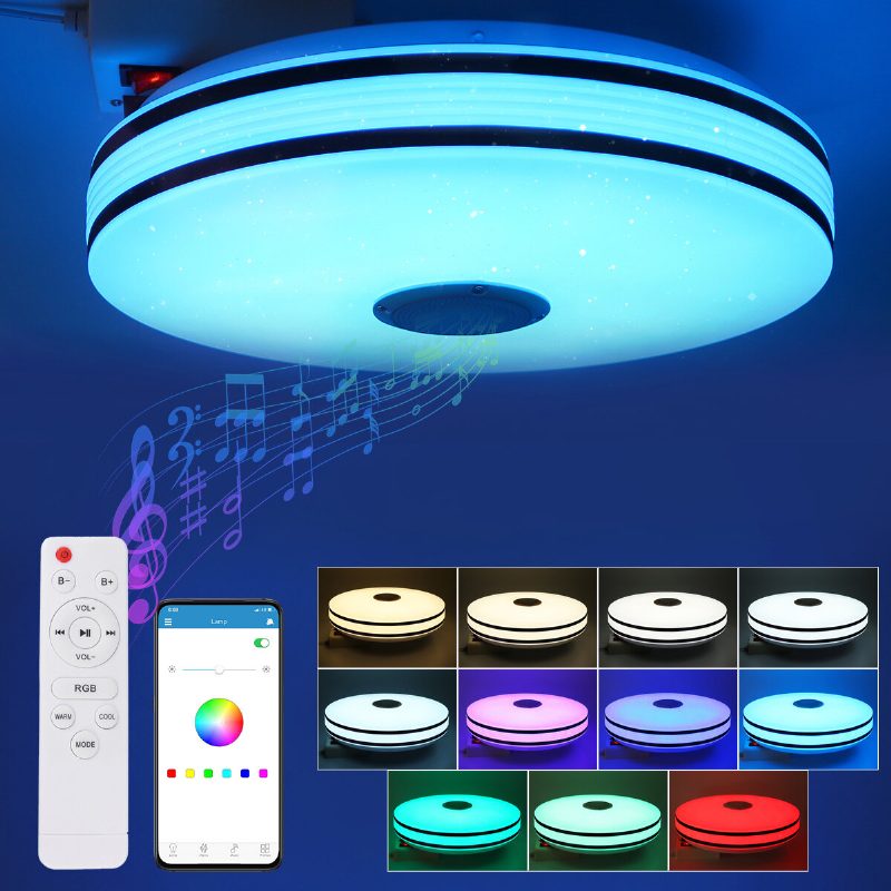 36/60w 220v/110-220v Himmennettävä Bluetooth Wifi Led Smart Ceiling Light 256 Rgb Musiikkikaiutinlamppu App Kaukosäädin