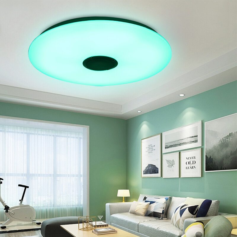 36w 85-265v Led Rgb Music Smart Ceiling Lamp App+kaukosäädin Toimii Google Homen/alexan Kanssa