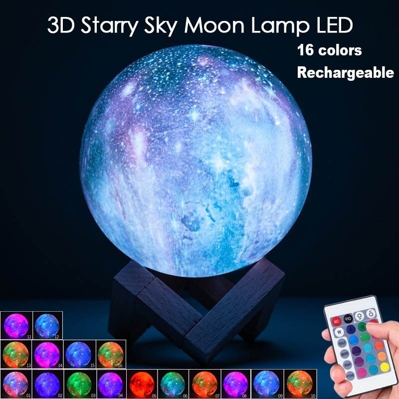 3d Maaginen Lunar Moon Lamppu Usb Led-yövalokosketusanturi Galaxy Sky Moonlight