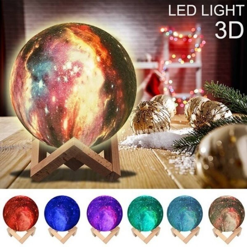 3d Maaginen Lunar Moon Lamppu Usb Led-yövalokosketusanturi Galaxy Sky Moonlight