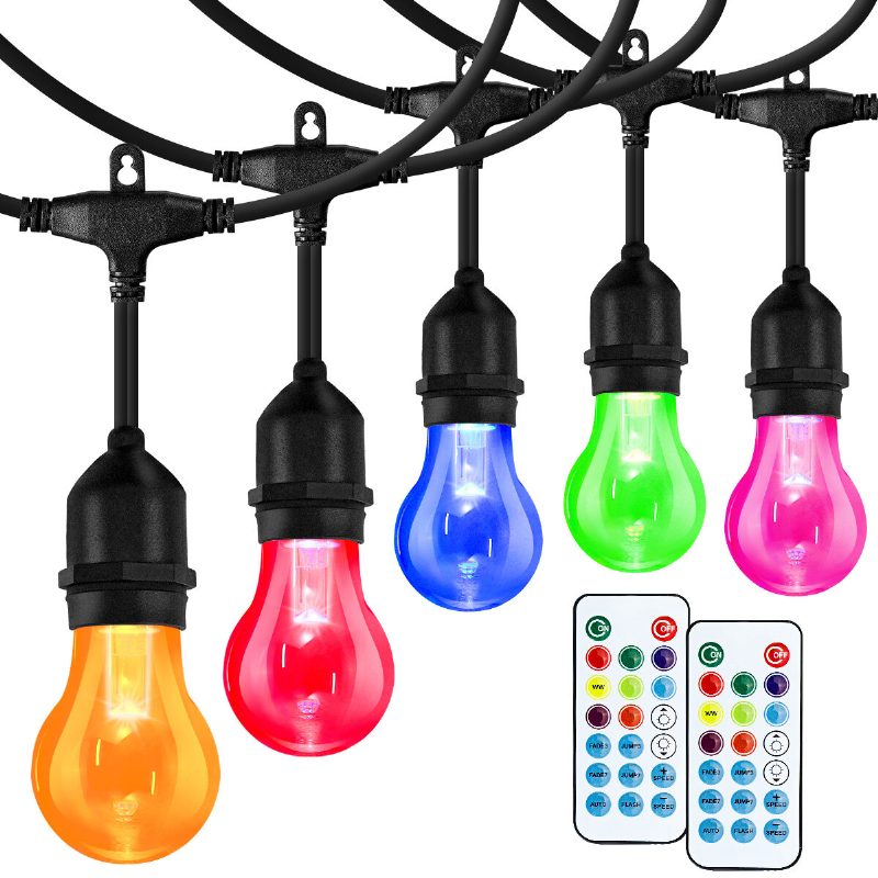 48ft Elfeland-kaukosäädin Rgb Light String Gateway Valaistus 15kpl Polttimoilla Us Plug Ac100-240v Vedenpitävä Ip65