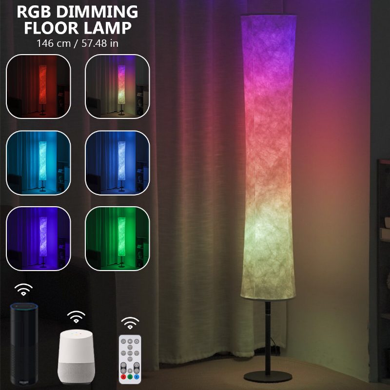 57 Tuuman Älykäs Led-lattiavalaisin Rgb-musiikkikankaasta Seisova Himmennettävä Valo App + Kaukosäädin