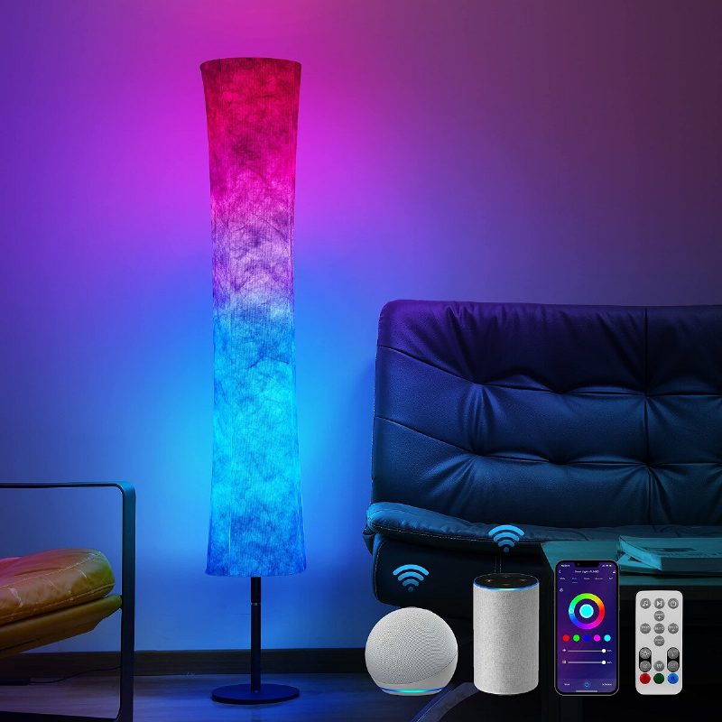 58" Pehmeä Valo Moderni Led-lattiavalaisin Rgb Väriä Vaihtava Kangasvarjostin App+kaukosäädin