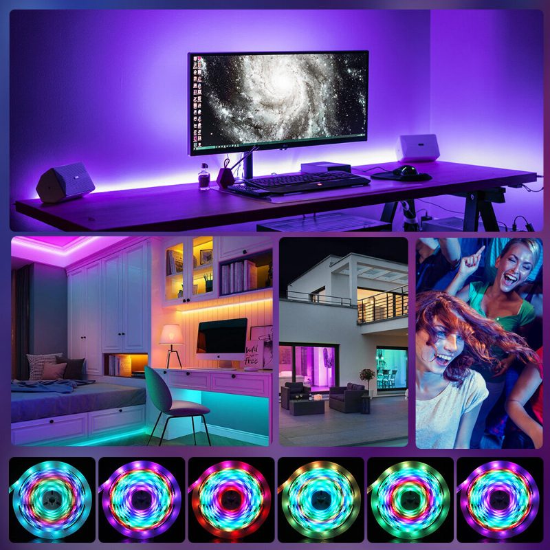 5m/10m Sisäänrakennettu Ic Smart Wi-fi Rgb Magic Led Strip Light+40 Keys Ir-kaukosäädin Työskentele Alexa Google Assistantin Joulukoristeiden Kanssa Jouluvalojen Tyhjennys