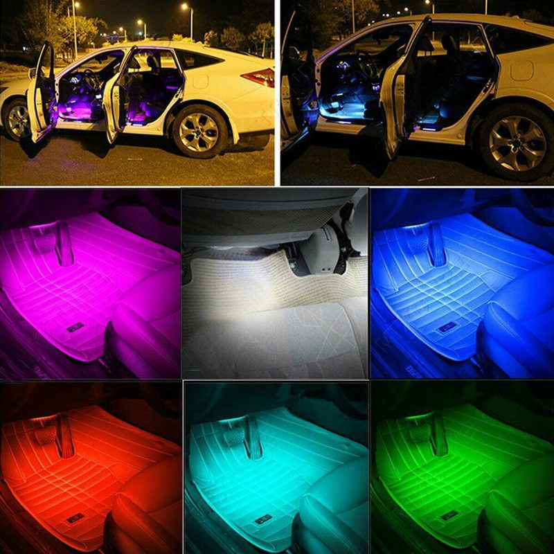 6/8kpl 5050 Led Car Strip Underglow Dc12v 40w Rgb Led Neon Car Under Glow Atmosphere Light App Bluetooth Control