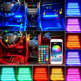 6/8kpl 5050 Led Car Strip Underglow Dc12v 40w Rgb Led Neon Car Under Glow Atmosphere Light App Bluetooth Control