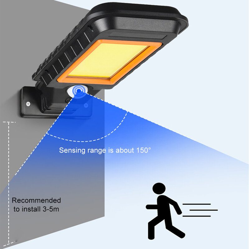 60/72/120/128led Cob Solar Power Street Light Pir-liiketunnistinseinälamppu + Kaukosäädin