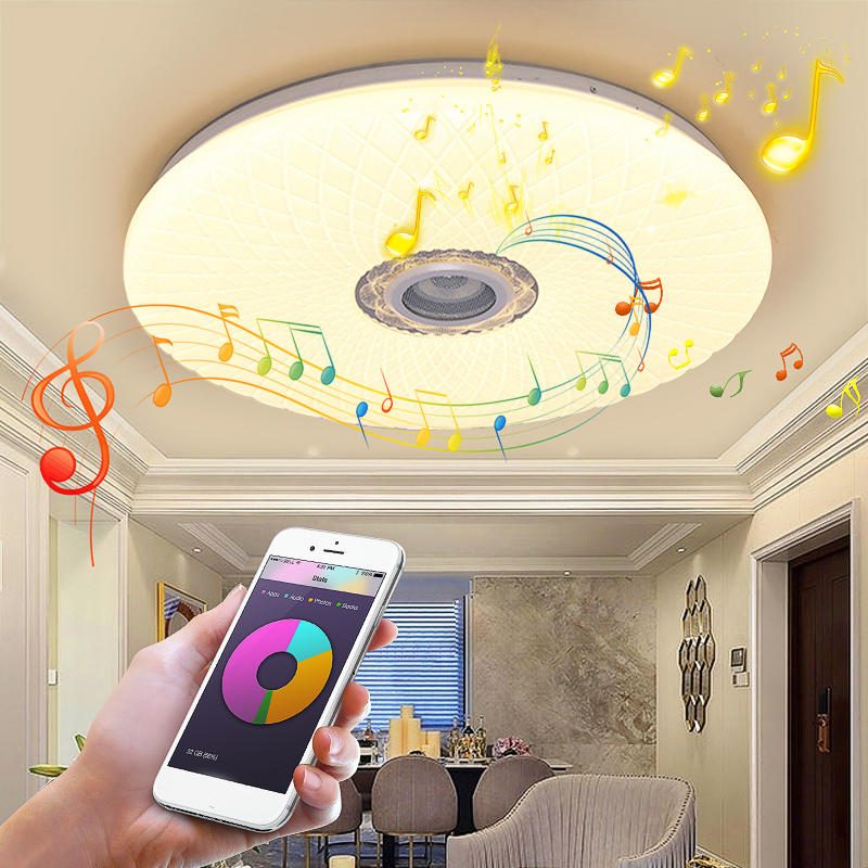 60 W Smart Led Kattovalo Rgb Bluetooth Musiikkikaiutin Himmennettävä Lamppu App Kaukosäädin