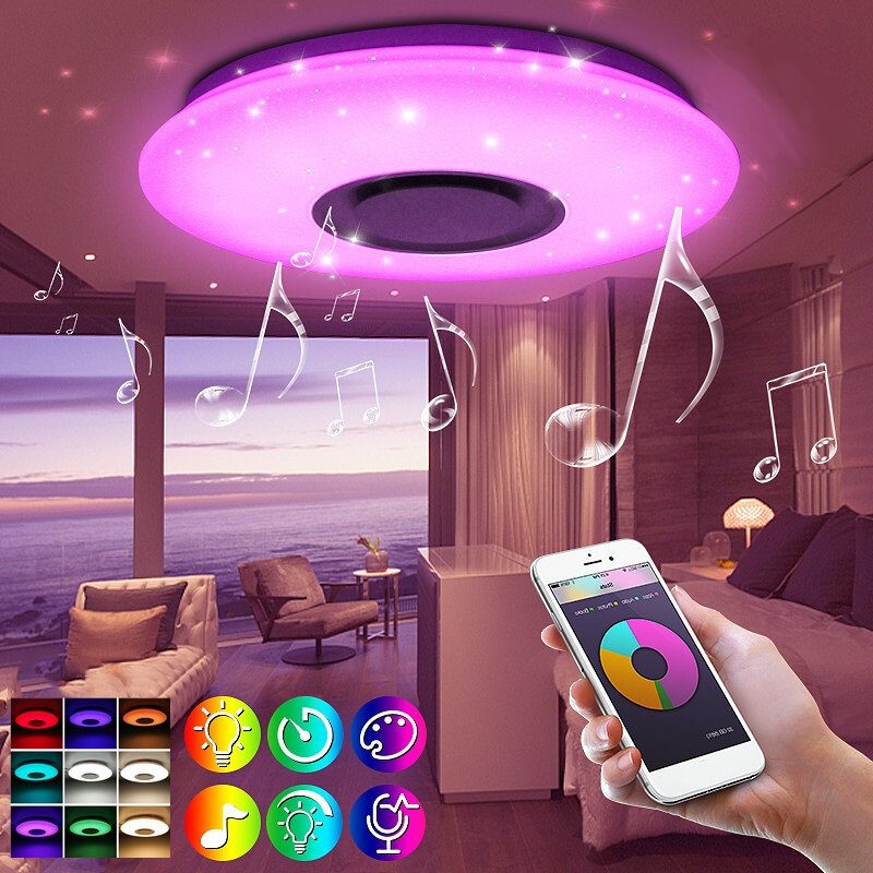 60w Ac220v 102led Tähtikirkas Lampunvarjostin Led Älykäs Kattolamppu Bluetooth-musiikki Kattovalo App+kaukosäädin