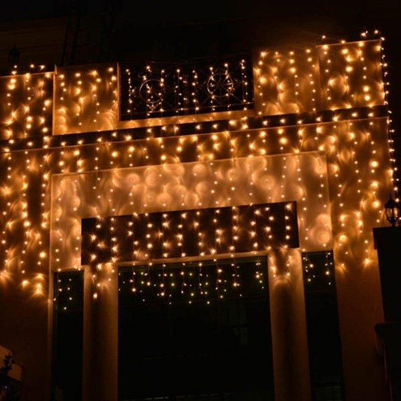 6x3m Outdoor Xmas Tree String Fairy Wedding Verho Light Party Lamppu 110v