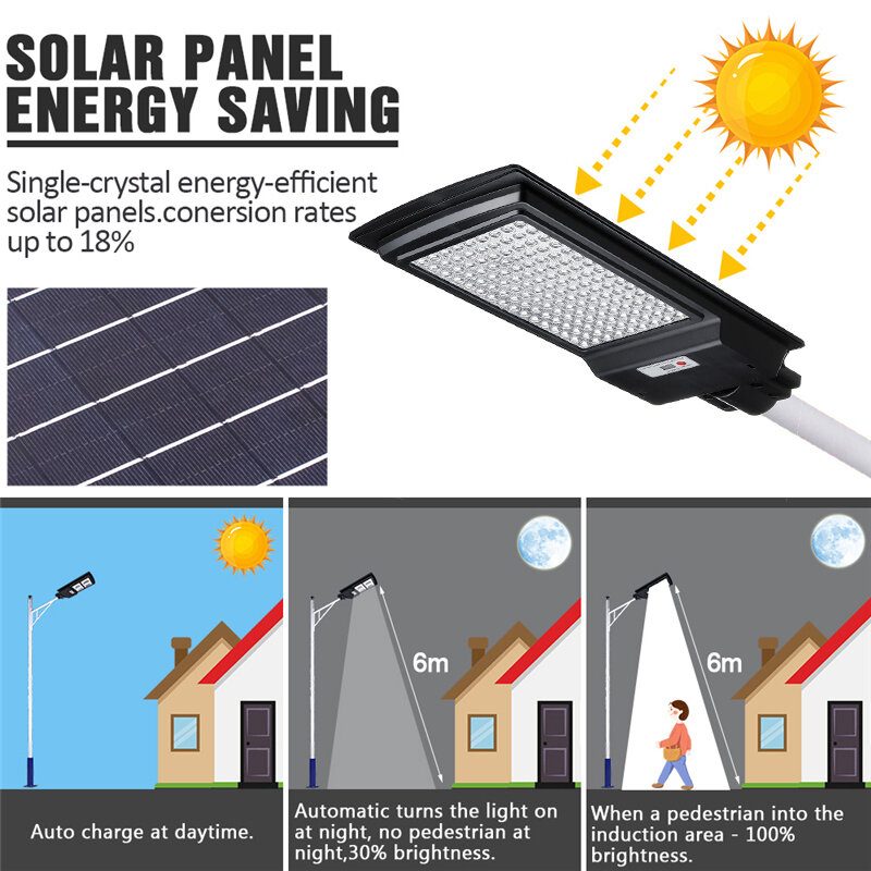 800/1000w Led Solar Street Light Pir-liiketunnistin Ulkopihan Seinälamppu + Kaukosäädin