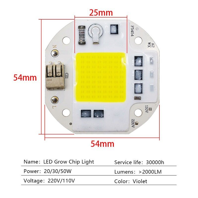 Ac110v/220v Cob Led-siru Kasvuvalolle Täyden Spektrin 380-780nm Kasvien Taimi Kukka