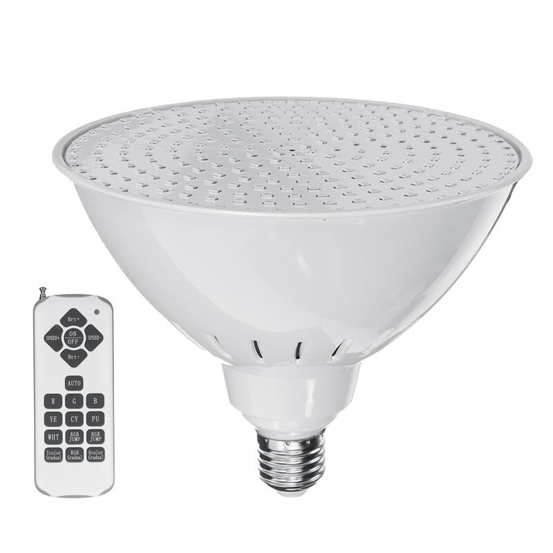 Ac12v/120v E27 25w 252led Rgb Vedenalainen Uima-allas Valon Värin Vaihto Par38 Lamp+18 Key Kaukosäädin