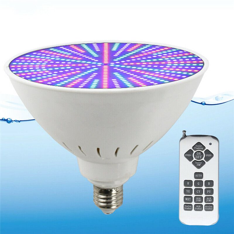 Ac12v/120v E27 25w 252led Rgb Vedenalainen Uima-allas Valon Värin Vaihto Par38 Lamp+18 Key Kaukosäädin