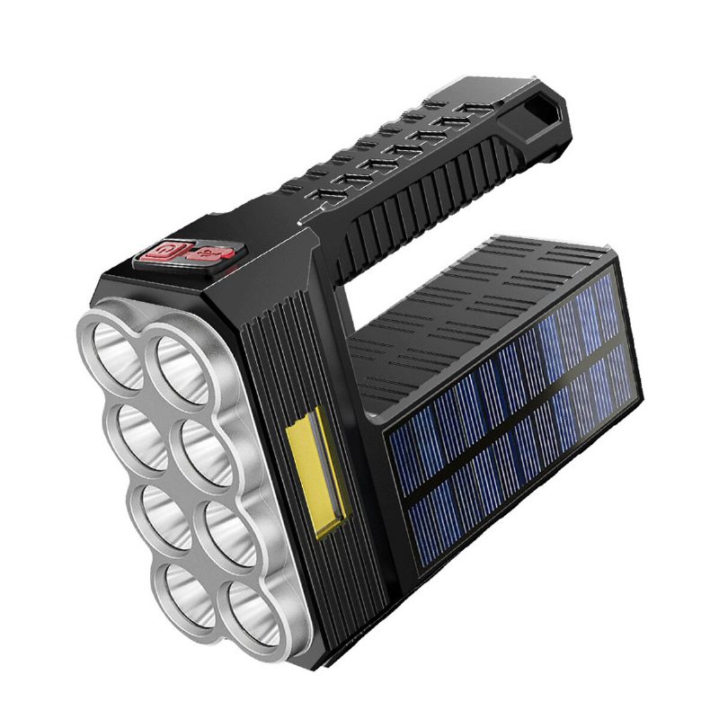 Bikight 8led+cob 4modes Super Bright Kannettava Aurinkotaskulamppu Usb Ladattava Virran Ilmaisin Hakuvalo Vedenpitävä Vahva Kohdevalo