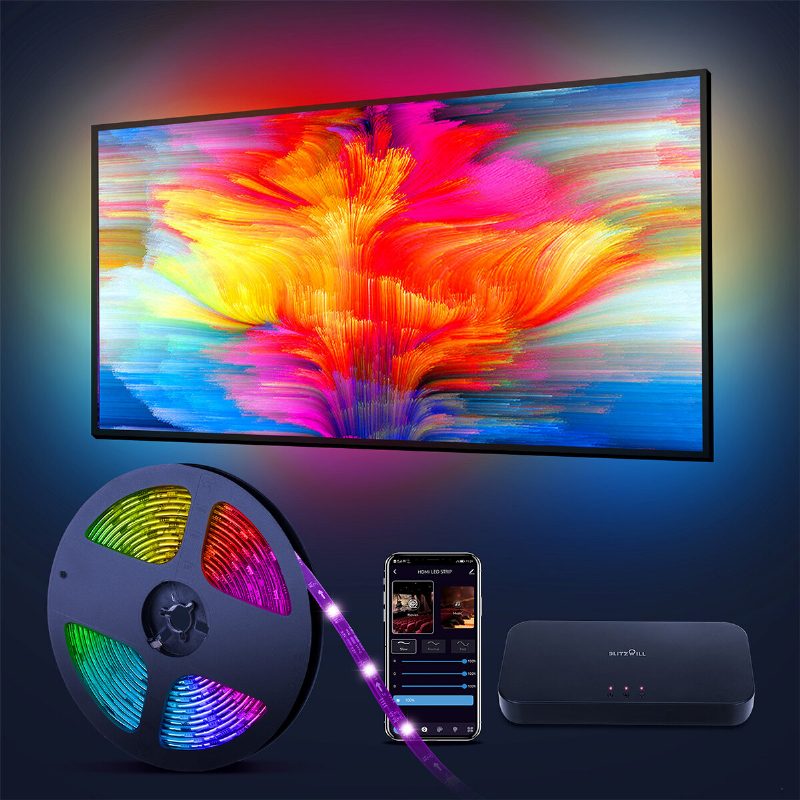 Blitzwill Bw-lb2 Wifi Tv Led Strip 5m Screen Sync & Music Tv Valopalkilla Samalla Näytöllä Bare Board Magic Color Ohjauslaatikolla 2 Hdmi-kaapelia Älykäs Ääniohjaus Virtalähde 12v/3a