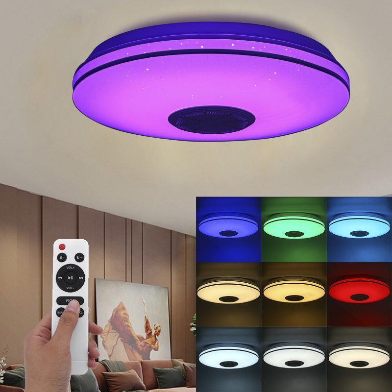 Bluetooth Wifi Led-kattovalo Rgb-musiikkikaiutin Himmennettävä Lamppu App-kaukosäädin