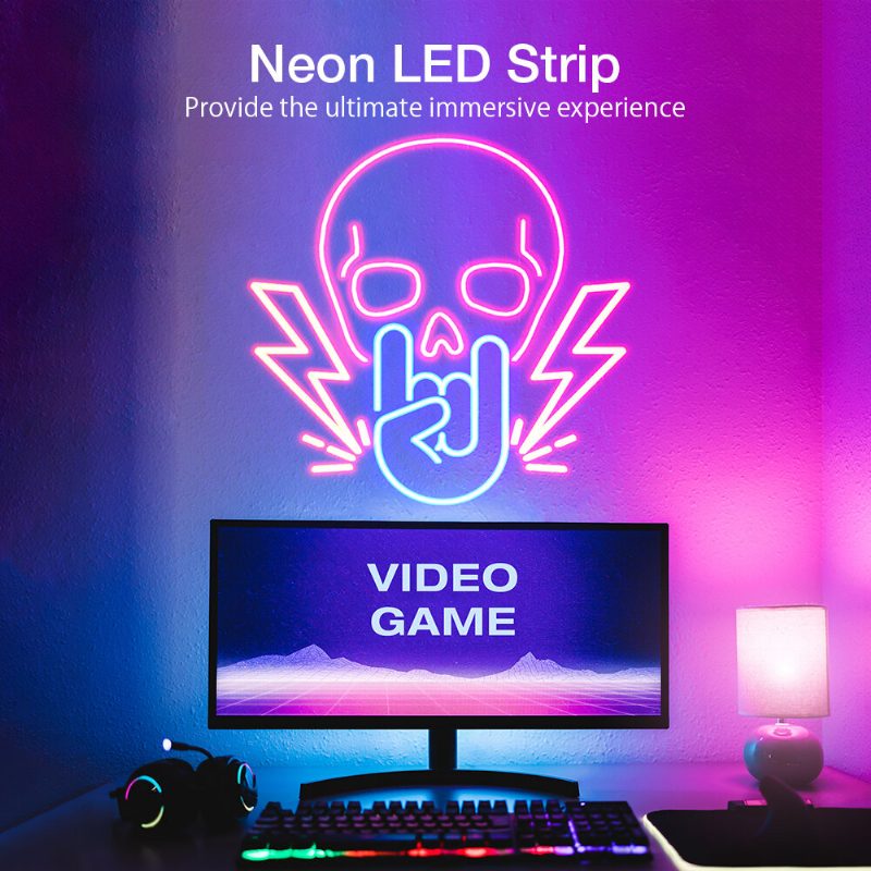 Bw-nl1 Neon Led Strip 3m Rgbic Valot Music Sync Diy Design -sovellus Ja Kaukosäädin Työskentele Alexa Google Assistantin Neonnauhavalon Kanssa Olohuoneen Peliseinien Koristeluun