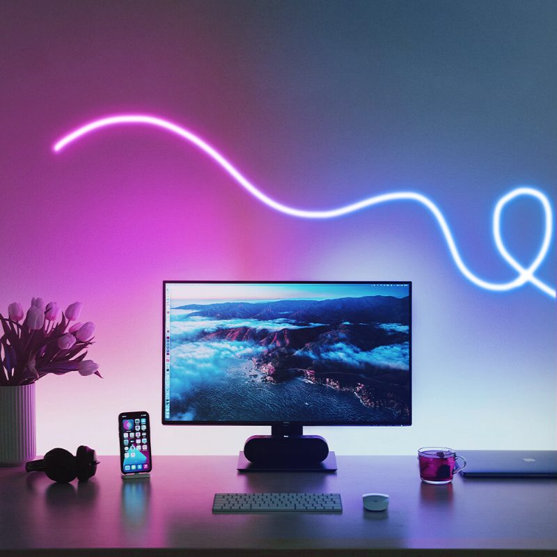 Bw-nl1 Neon Led Strip 3m Rgbic Valot Music Sync Diy Design -sovellus Ja Kaukosäädin Työskentele Alexa Google Assistantin Neonnauhavalon Kanssa Olohuoneen Peliseinien Koristeluun