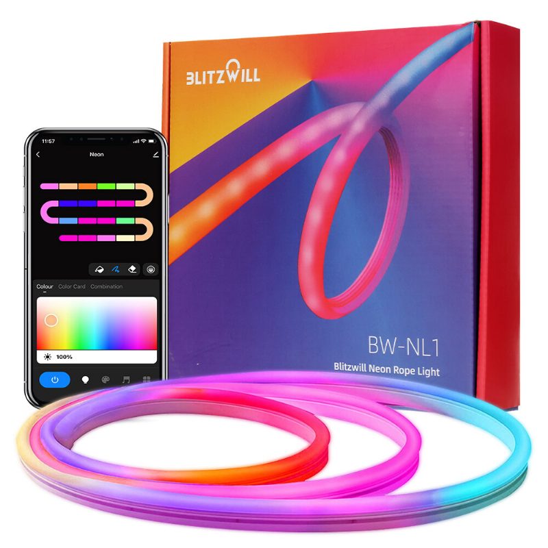 Bw-nl1 Neon Led Strip 3m Rgbic Valot Music Sync Diy Design -sovellus Ja Kaukosäädin Työskentele Alexa Google Assistantin Neonnauhavalon Kanssa Olohuoneen Peliseinien Koristeluun