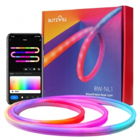 Bw-nl1 Neon Led Strip 3m Rgbic Valot Music Sync Diy Design -sovellus Ja Kaukosäädin Työskentele Alexa Google Assistantin Neonnauhavalon Kanssa Olohuoneen Peliseinien Koristeluun